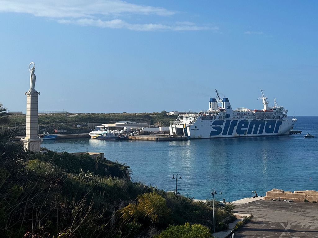 ferry docked at porto vecchio in lampedusa