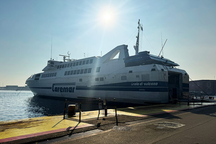 ferry docked at naples molo beverello port