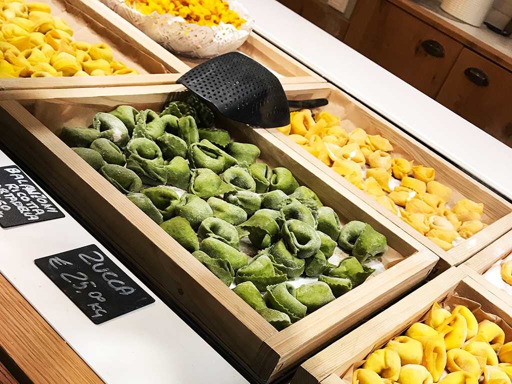 fresh pasta tortellini pieces for sale in bologna