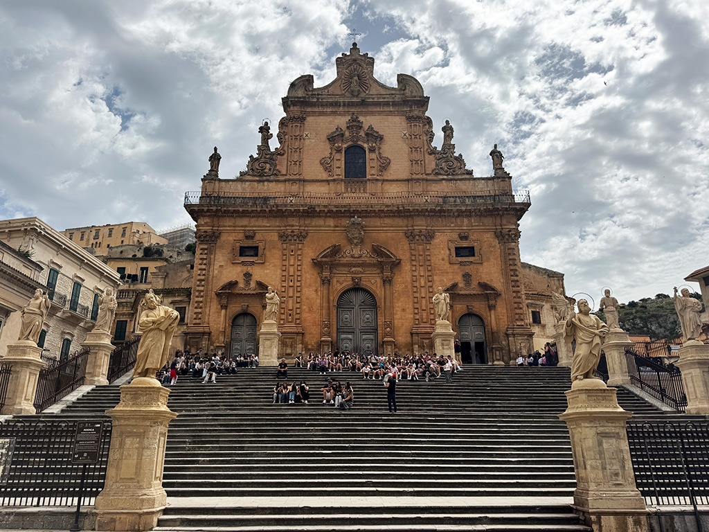steps and facade of duomo in modica sicily
