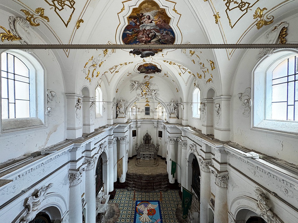 white interior of the montevergine church