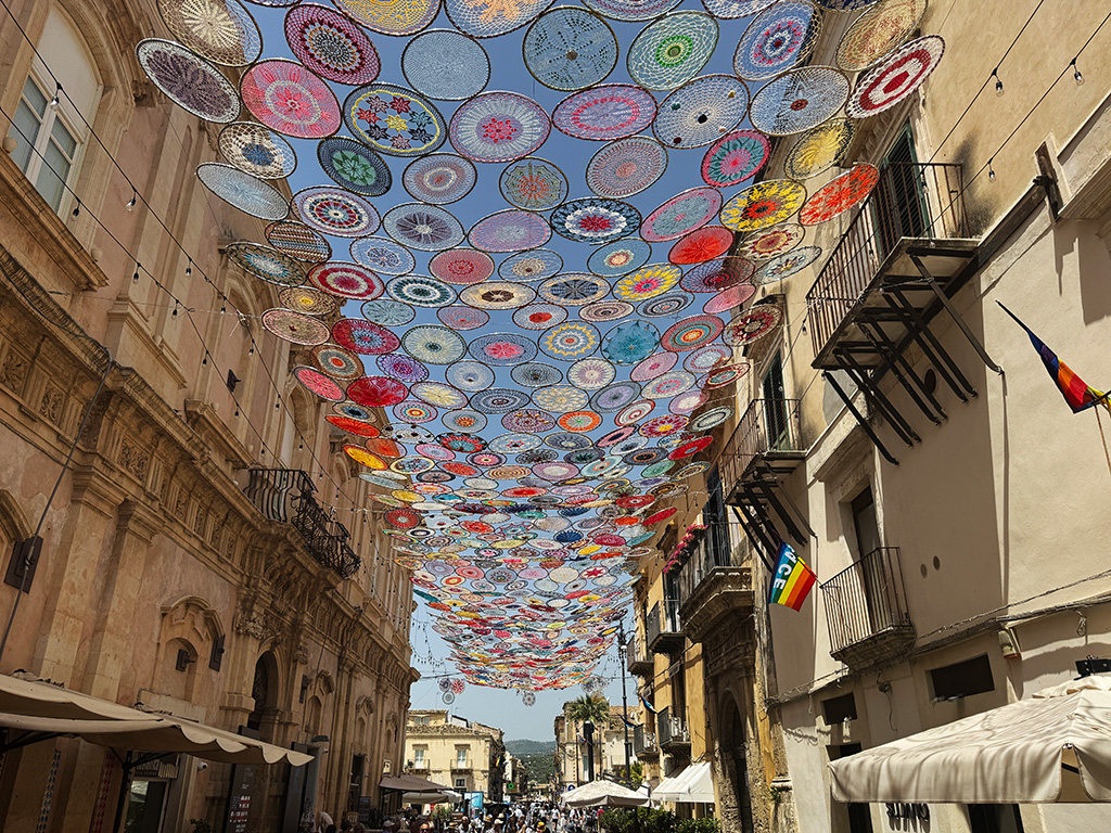 outdoor decor on street in noto sicily