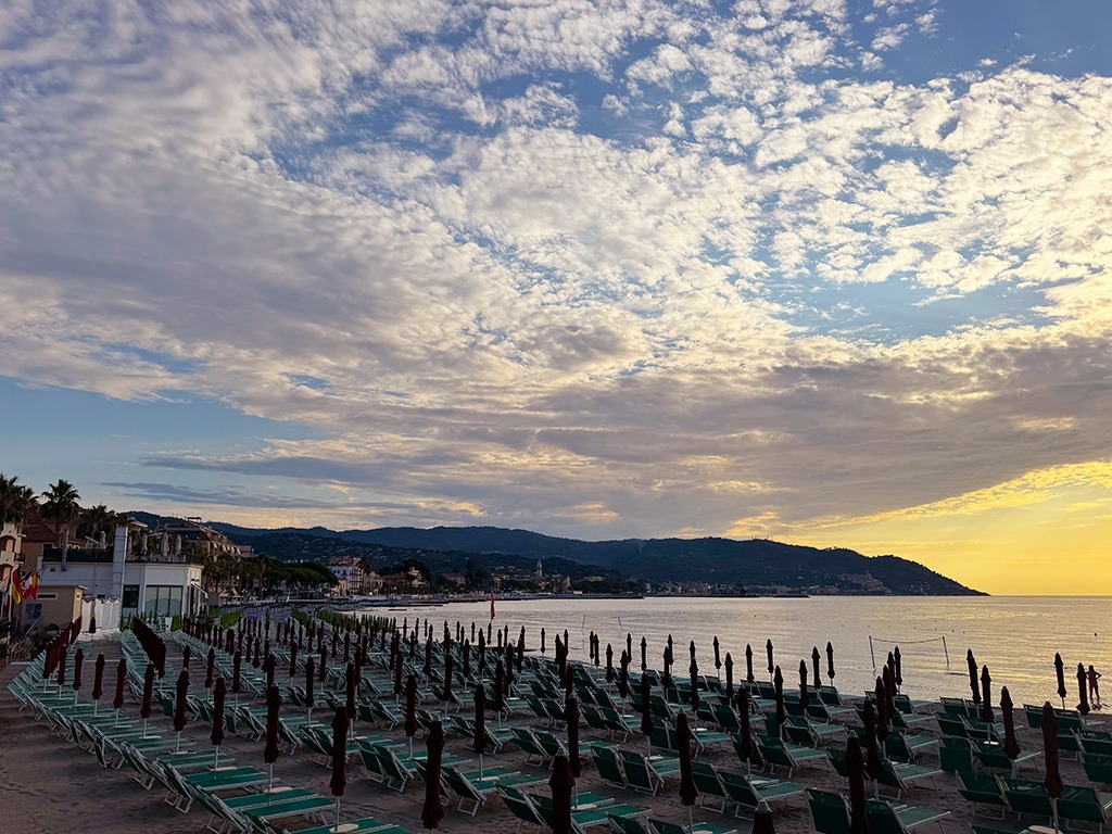 view of the beach and sea at diano marina in liguria