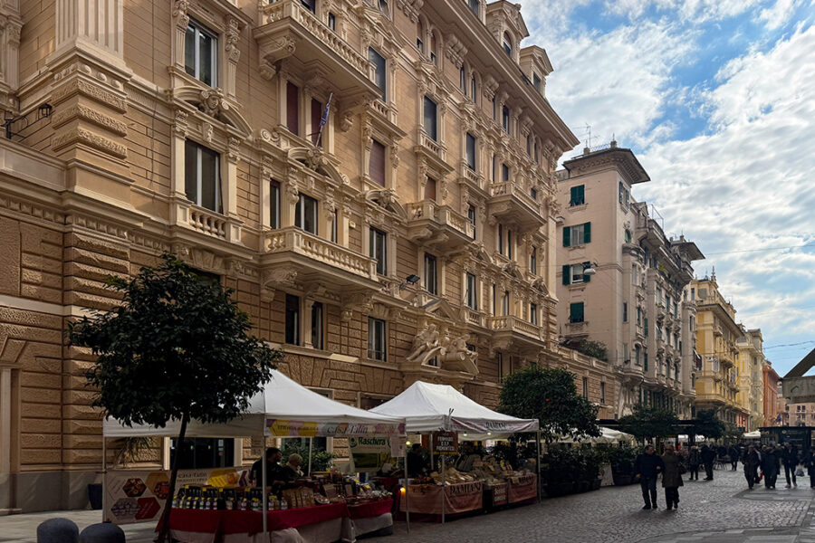 street market stalls in san vincenzo genoa
