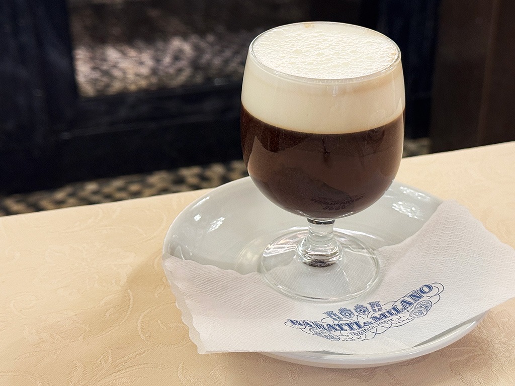 Bicerin coffee and chocolate drink in a glass