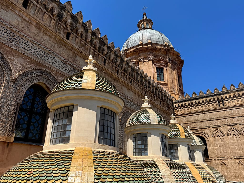 details of tiled domes from roof of cathedral