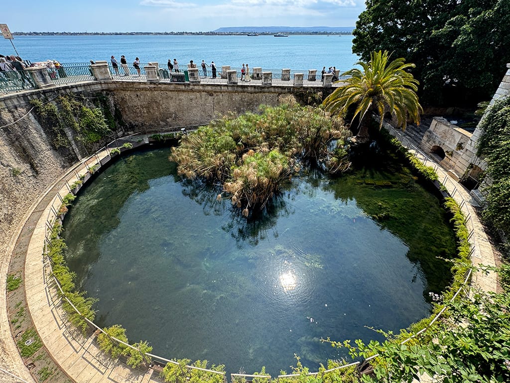 view down to fountain of arethusa