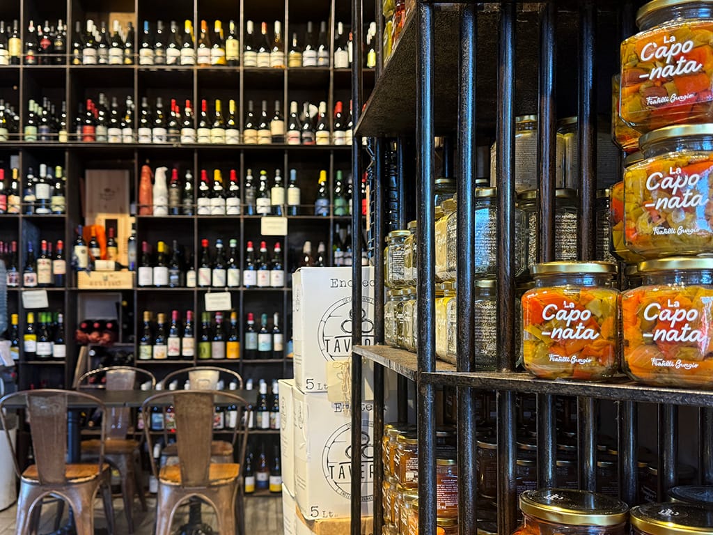caponata jars on a shelf