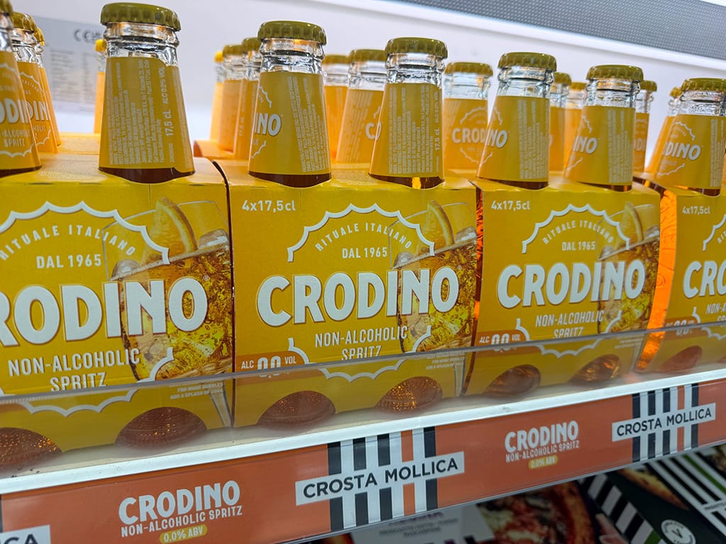 close up of yellow crodino bottle packs
