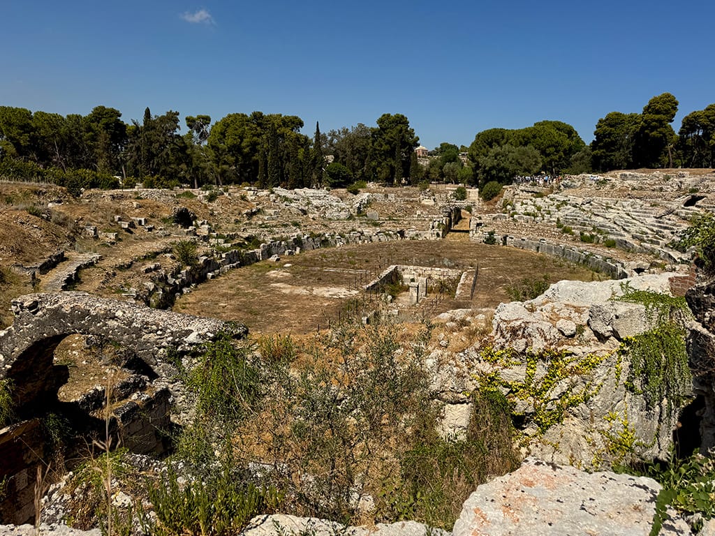 wide view of roman amphitheatre in neapolis