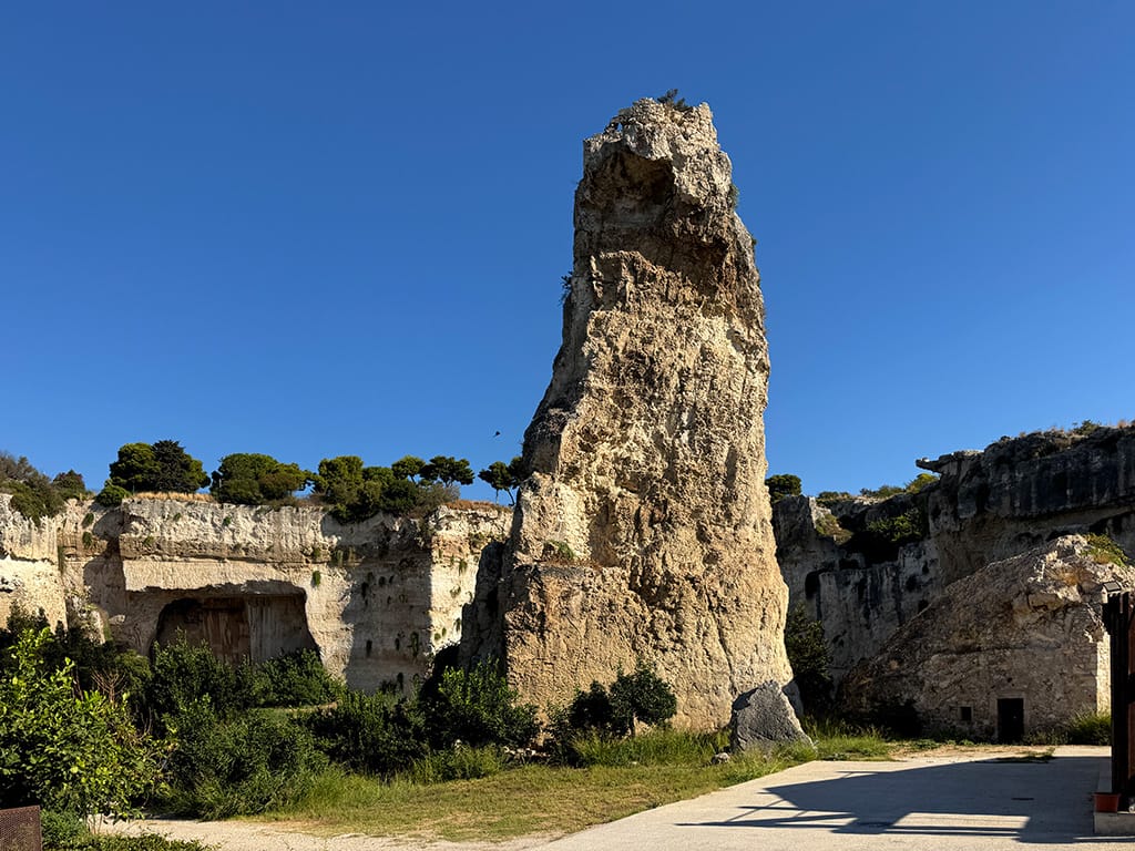 large stone stack in gardens of paradise in Neapolis Archaeological Park